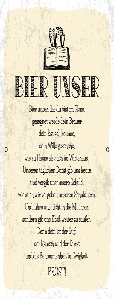 [LA-1810478] Blechschild 27x10 cm Bier Unser Gebet