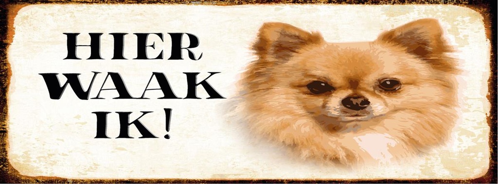[LA-1810509] Blechschild 10x27 cm holländisch Hier Waak ik Chihuahua