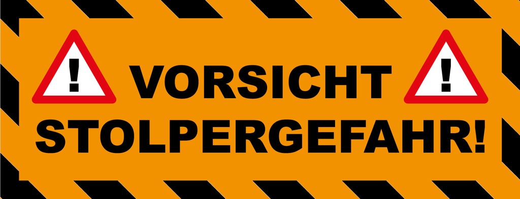 [LA-1810570] Blechschild 10x27 cm Vorsicht Stolpergefahr Ausrufezeichen