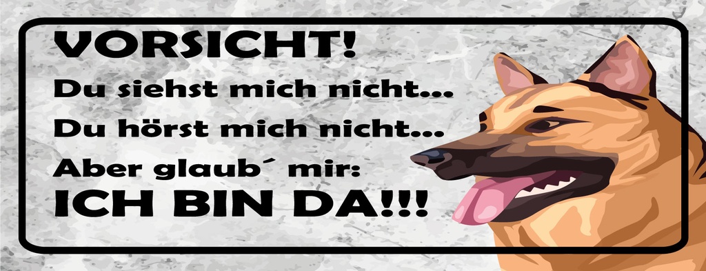 [LA-1810573] Blechschild 10x27 cm Vorsicht Hund Du siehst mich nicht