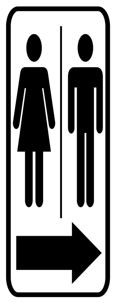 [LA-1810580] Blechschild 27x10 cm Toilettenfiguren Pfeil rechts