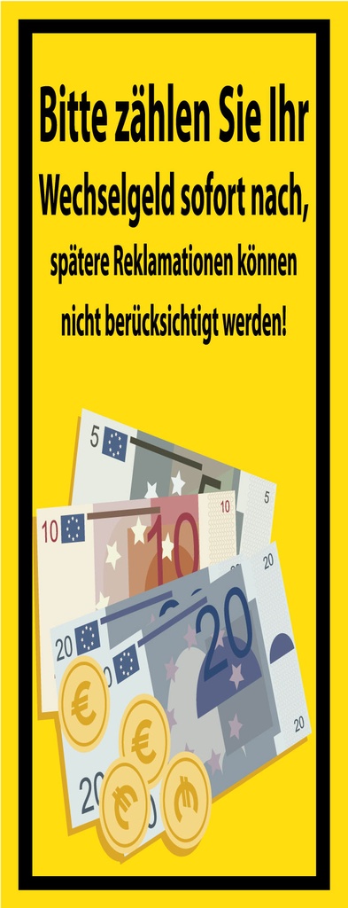 [LA-1810590] Blechschild 27x10 cm Bitte Zählen sie ihr Wechselgeld