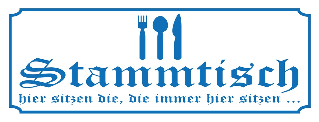[LA-1810605] Blechschild 10x27 cm Stammtisch hier sitzen