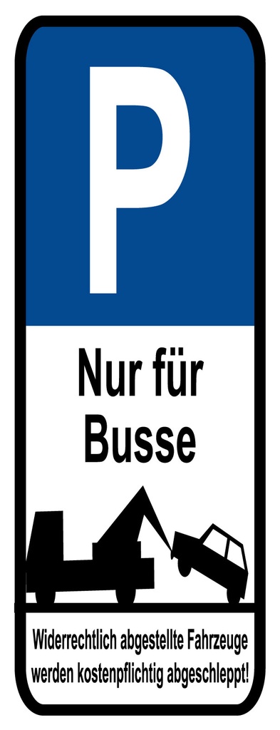 [LA-1810630] Blechschild 27x10 cm Parkplatz P nur für Busse