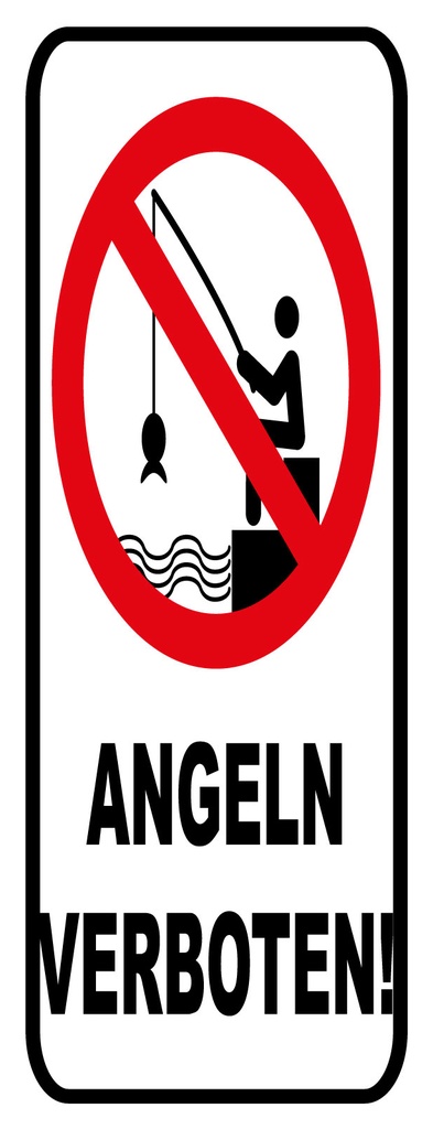 [LA-1810639] Blechschild 27x10 cm Angeln verboten Warn