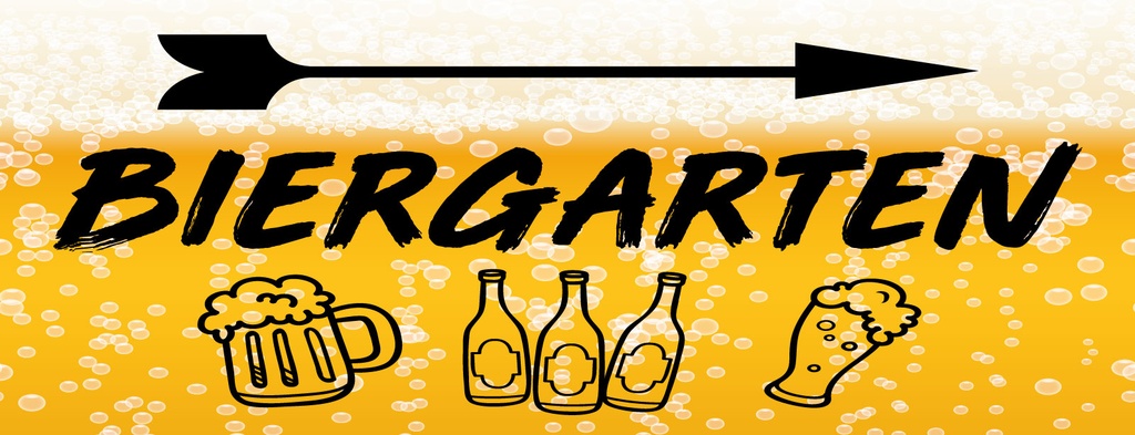 [LA-1810643] Blechschild 10x27 cm Biergarten rechts Bier