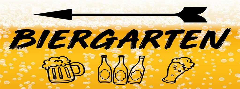 [LA-1810644] Blechschild 10x27 cm Biergarten links Bier
