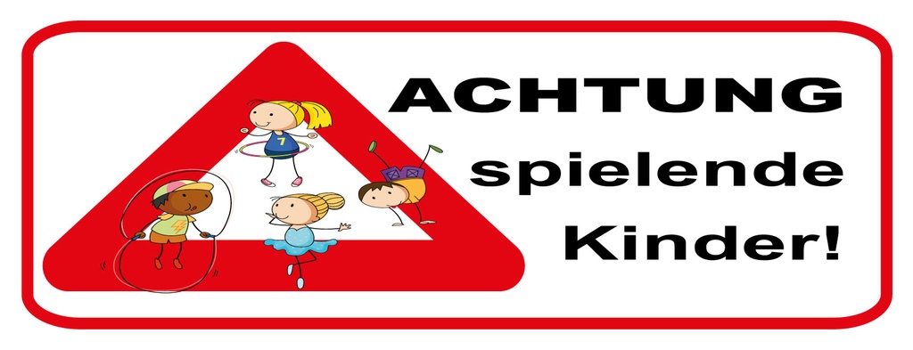 [LA-1810646] Blechschild 10x27 cm Achtung spielende Kinder