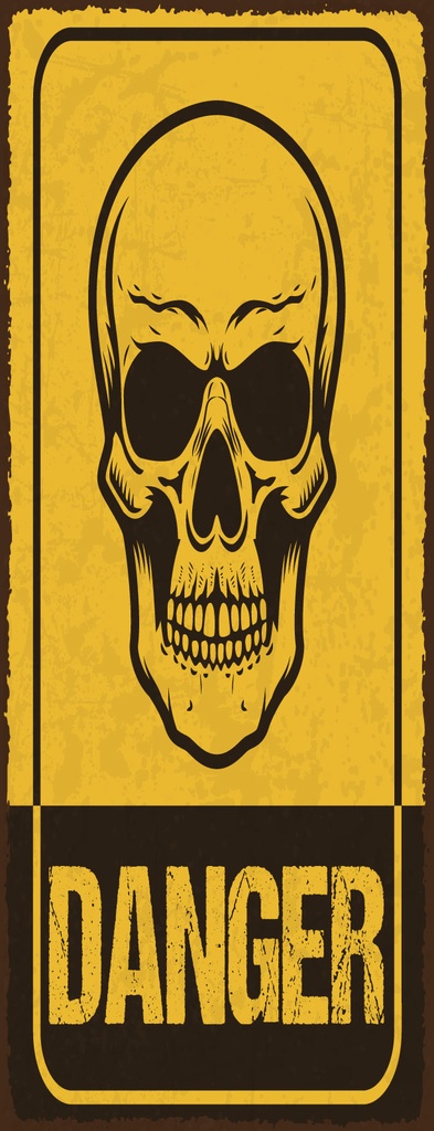 [LA-1810693] Blechschild 27x10 cm Danger skull