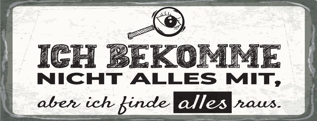 [LA-1810705] Blechschild 10x27 cm ich bekomme alles raus