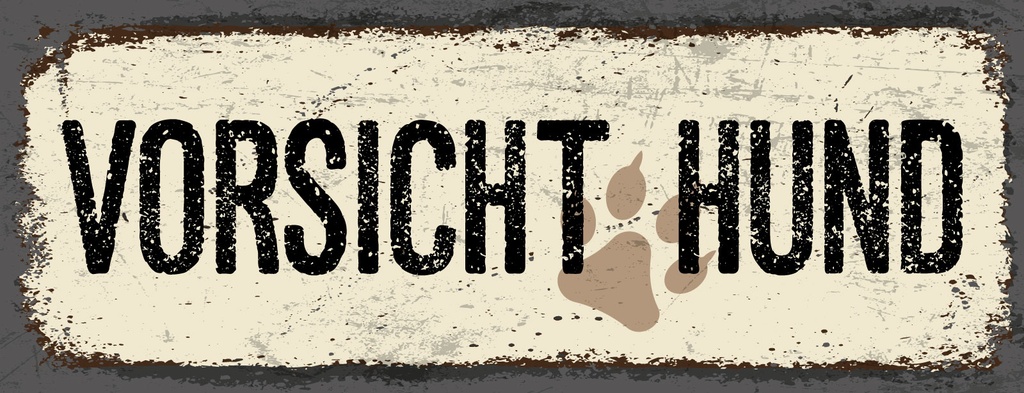 Blechschild 10x27 cm Vorsicht Hund