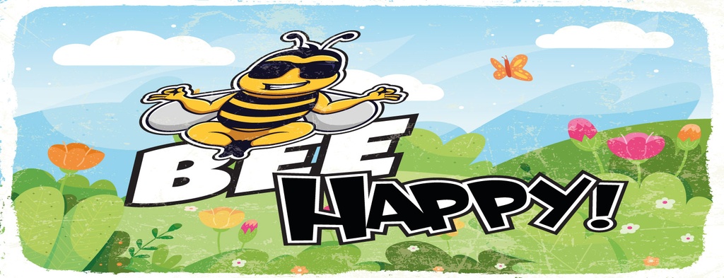 Blechschild 10x27 cm Bee Happy Biene Wiese