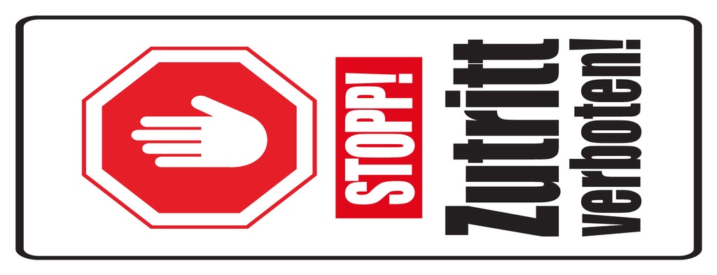 [LA-1810906] Blechschild 27x10 cm Stopp Zutritt verboten Hand