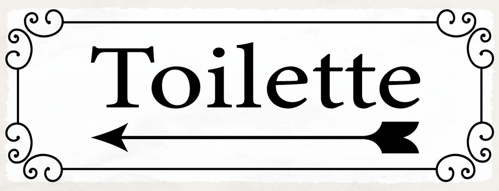[LA-1810969] Blechschild 10x27 cm Toilette Pfeil links