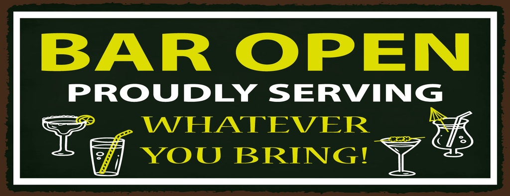 [LA-1810985] Blechschild 10x27 cm Bar open proudly service whatever you bring