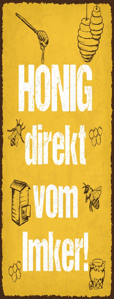 [LA-1811035] Blechschild 27x10 cm Honig direkt vom Imker