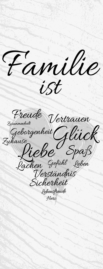 [LA-1811049] Blechschild 27x10 cm Familie ist Freude Vertrauen Glück Spaß
