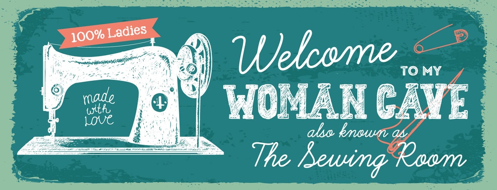 [LA-1811157] Blechschild 10x27 cm Welcome to my woman cave made with love