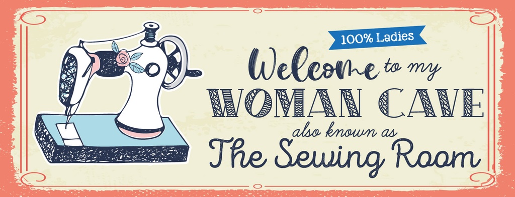 [LA-1811158] Blechschild 10x27 cm Welcome to my woman cave
