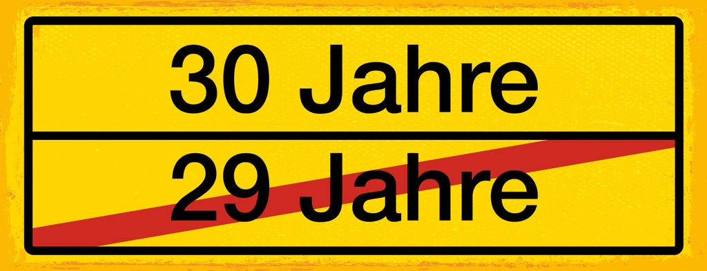 [LA-1811176] Blechschild 10x27 cm 30 Jahre 29 Jahre gelbes Orts