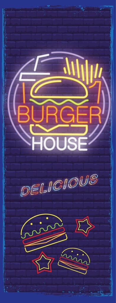 [LA-1811189] Blechschild 27x10 cm Burger House DeliciousReklame
