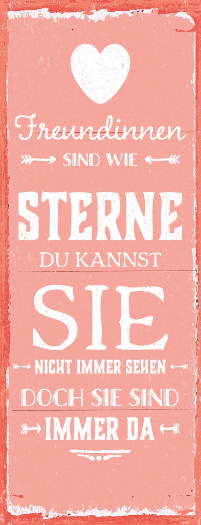 [LA-1811197] Blechschild 27x10 cm Freundinnen sind wie Sterne rosa
