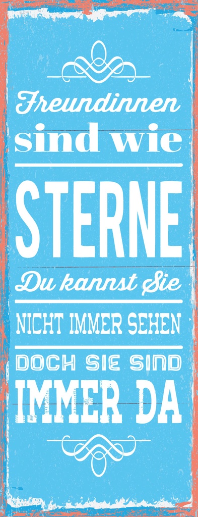 [LA-1811198] Blechschild 27x10 cm Freundinnen sind wie Sterne blaues