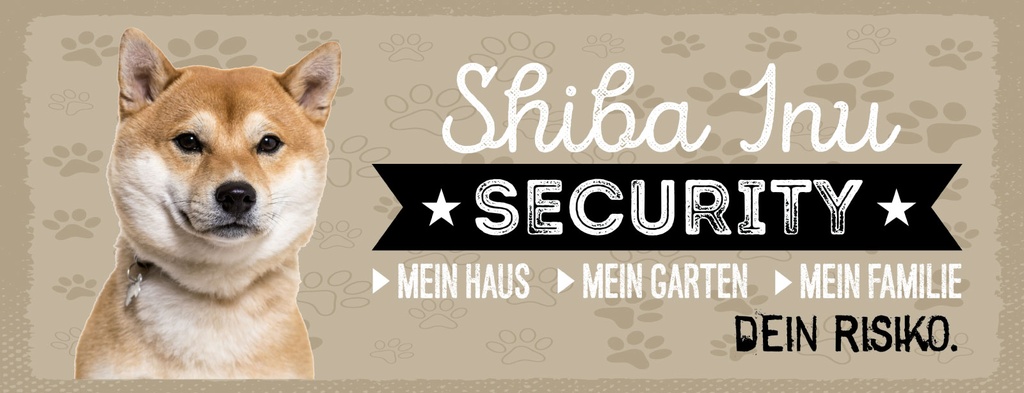 [LA-1811287] Blechschild 10x27 cm Hund Shiba Jnu Security