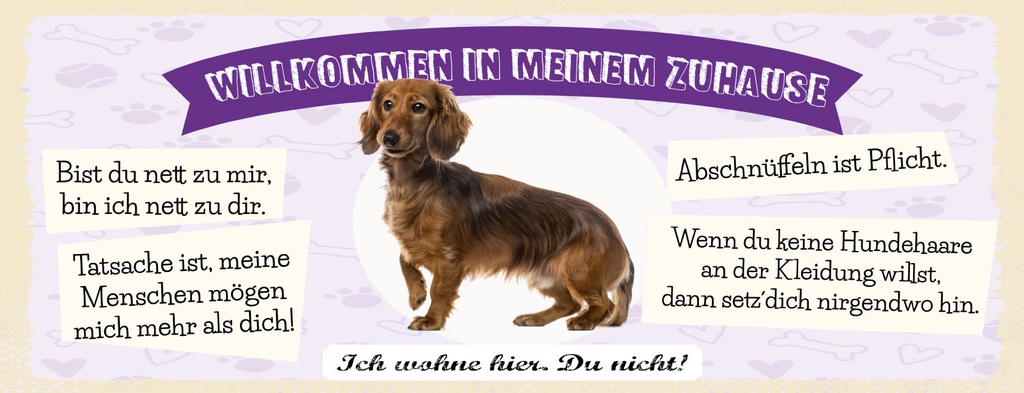 [LA-1811319] Blechschild 10x27 cm Willkommen in meinem Zuhause Dackel Hund