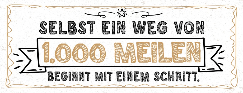 [LA-1811332] Blechschild 10x27 cm Selbst Weg von 1.000 Meilen beginnt mit einem Schritt