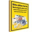 Holzschild 40x30 cm Bitte Zählen sie ihr Wechselgeld