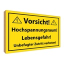 Holzschild 30x40 cm Vorsicht Hochspannungsraum Warnschild Hinweisschild