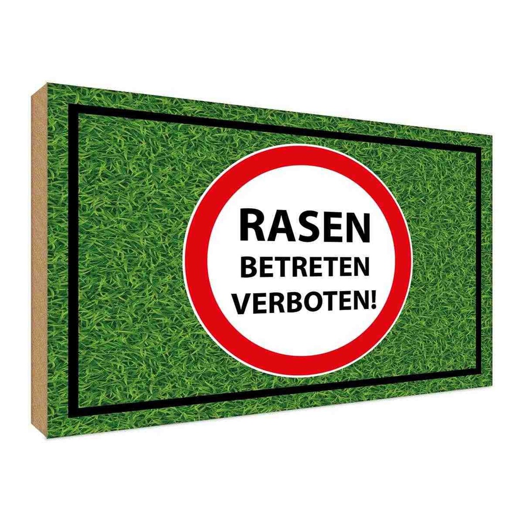 [LA-118928-H] Holzschild 30x40 cm Rasen Betreten verboten Warnschild Hinweisschild