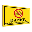 Holzschild 30x40 cm Danke Fahrrad nicht anlehnen Warnschild Hinweisschild