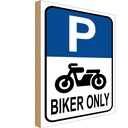 Holzschild 40x30 cm Biker only Motorrad Parkplatzschild