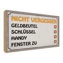 Holzschild 30x40 cm Liste nicht vergessen Geldbeutel Spruch Zitat