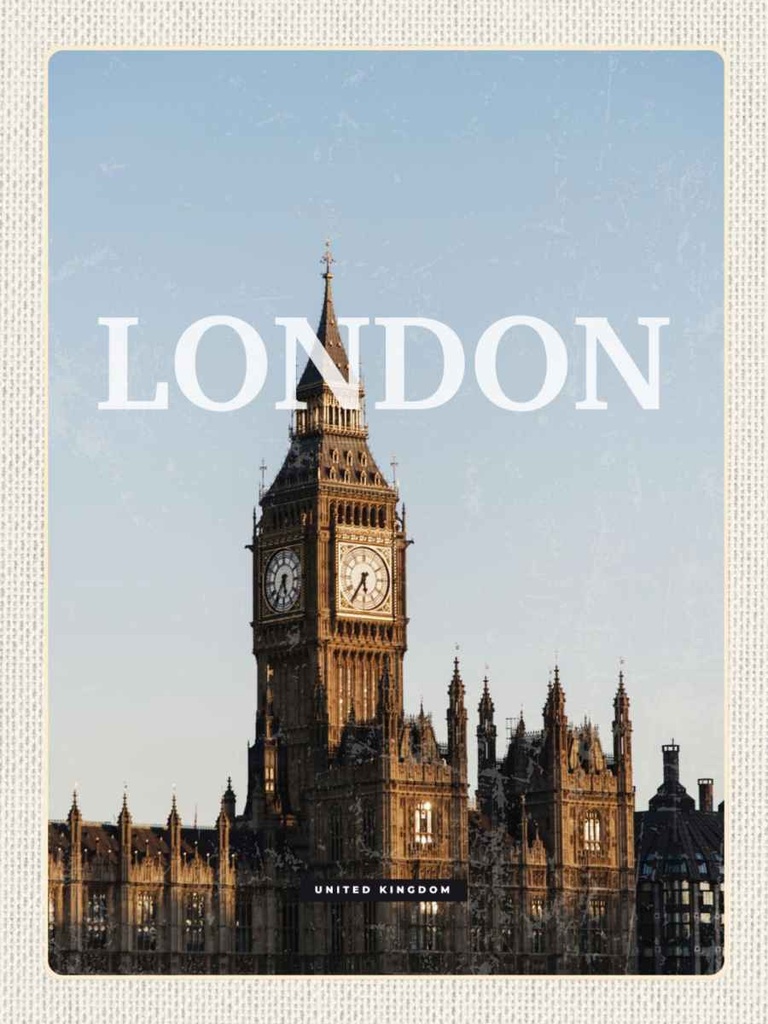 [LA-136385-H] Holzschild 40x30 cm London UK Big Ben glocke Bildmotiv Reisemotiv England