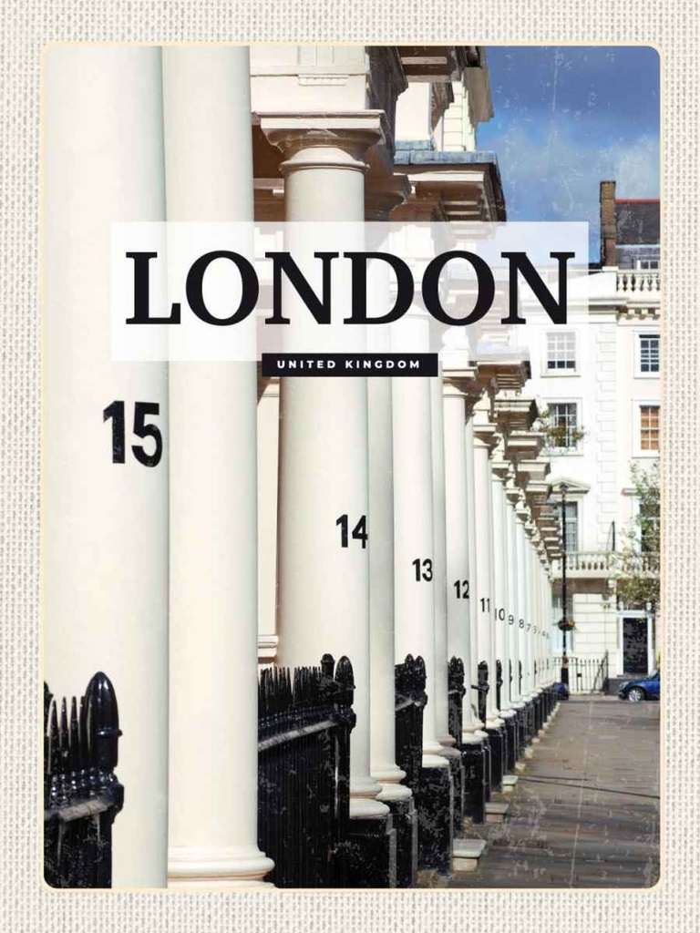 [LA-136521-H] Holzschild 40x30 cm London United Kingdom Stadt Retro Bildmotiv Reisemotiv England