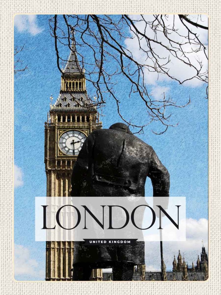 [LA-136533-H] Holzschild 40x30 cm London UK Big Ben Bildmotiv Reisemotiv England
