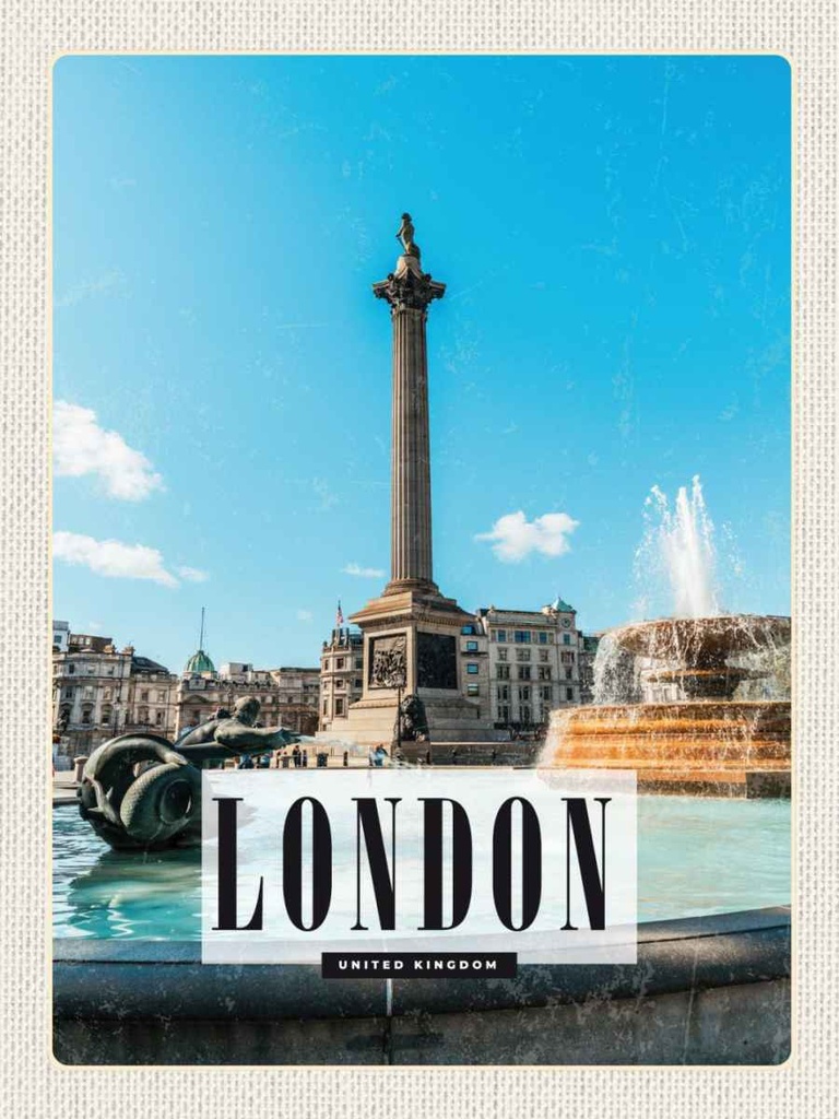 [LA-136540-H] Holzschild 40x30 cm London UK Brunnen Trafalgar Square Bildmotiv Reisemotiv England