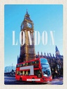 Holzschild 40x30 cm London red Bus roter Big Ben Bildmotiv Reisemotiv England