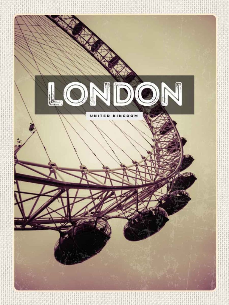 [LA-136580-H] Holzschild 40x30 cm London England Eye Reise Bildmotiv Reisemotiv