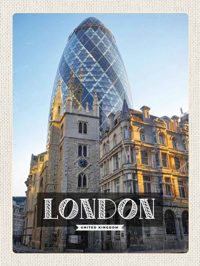 [LA-136594-H] Holzschild 40x30 cm London United Kingdom Architektur Bildmotiv Reisemotiv England