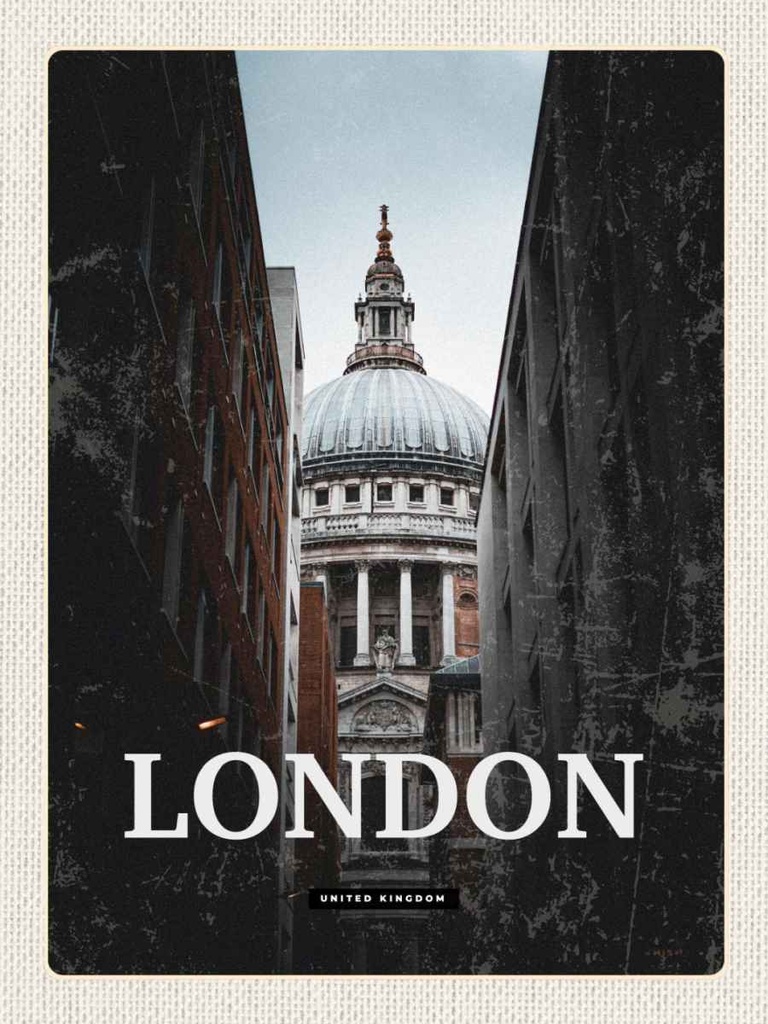 [LA-136598-H] Holzschild 40x30 cm London UK Ausblick Panorama Bildmotiv Reisemotiv England