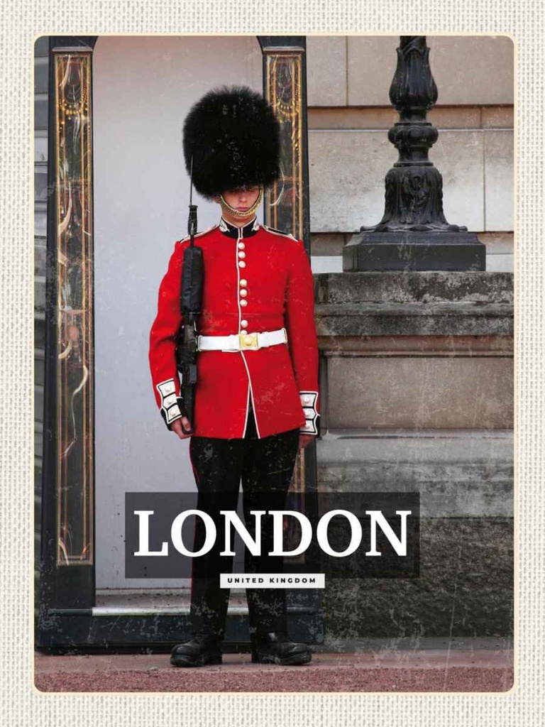 [LA-136606-H] Holzschild 40x30 cm London Wachmann Buckingham Palace Bildmotiv Reisemotiv England