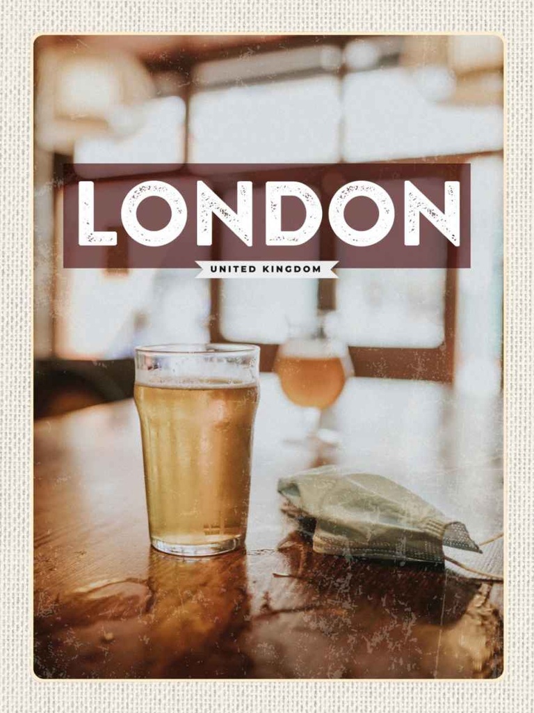 [LA-136613-H] Holzschild 40x30 cm London UK Kingdom Corona Bildmotiv Reisemotiv England
