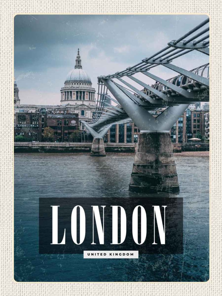 [LA-136625-H] Holzschild 40x30 cm London UK Jahrtausendbrücke Aussicht Bildmotiv Reisemotiv England