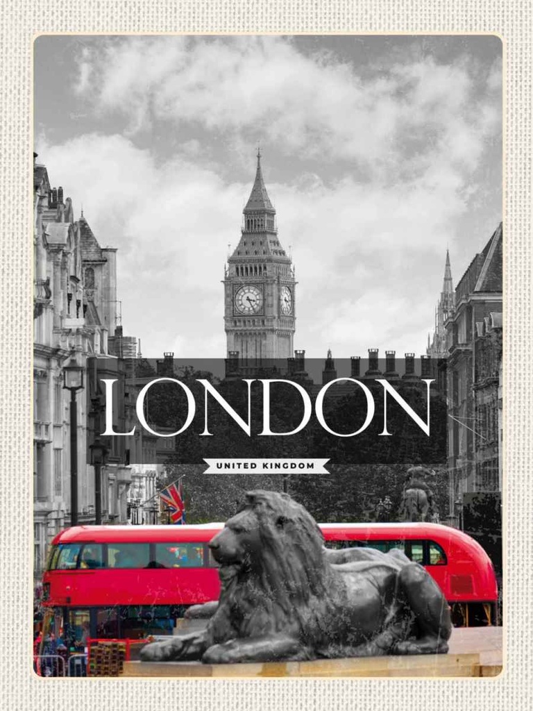 [LA-136627-H] Holzschild 40x30 cm London England Big-Ben schwarz weiß Bildmotiv Reisemotiv