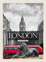 Holzschild 40x30 cm London England Big-Ben schwarz weiß Bildmotiv Reisemotiv