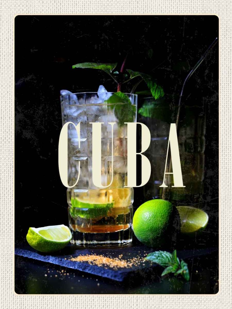 [LA-136745-H] Holzschild 40x30 cm Cuba Karibik Cocktail Limette Bildmotiv Reisemotiv England